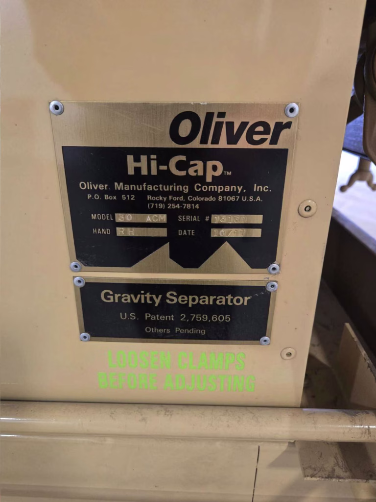 Oliver Hi Cap Gravity Separator – Model 30 ACM